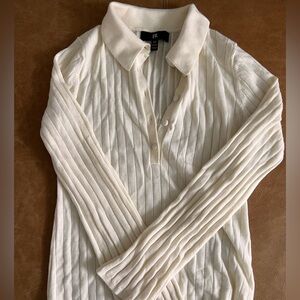 Banana Republic ribbed cream merino wool Henley